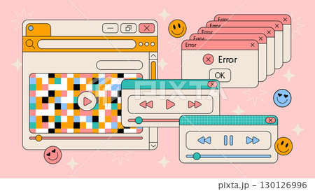 Retro ui interface elementsのイラスト素材 [130126996] - PIXTA