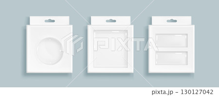 Box packaging with plastic window 130127042