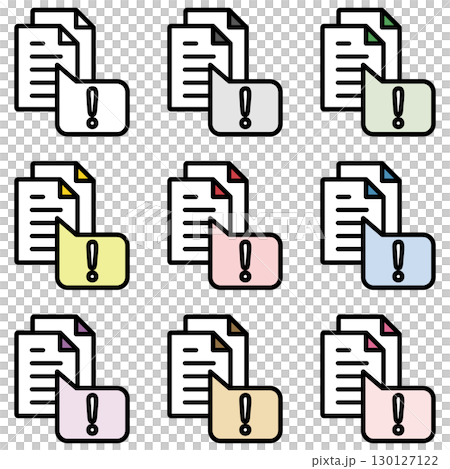 Illustration icon material set: Exclamation mark document file 123 130127122