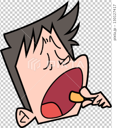 大きく口を開けて何かを口に入れようとしている男性顔だけ 大きく口を開けて何かを口に入れようとしている男性顔だけ 130127417