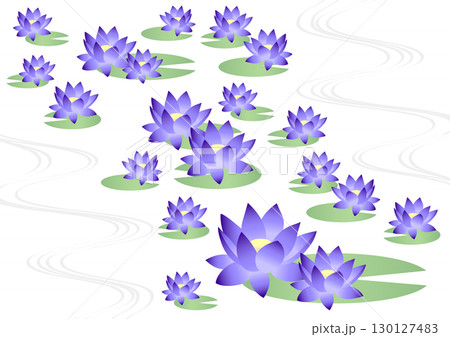 睡蓮アイコンセット、イラスト、かわいい、紫 130127483