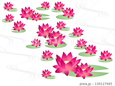 睡蓮アイコンセット、イラスト、かわいい、紅 130127485