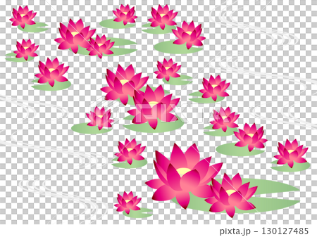 睡蓮アイコンセット、イラスト、かわいい、紅 130127485