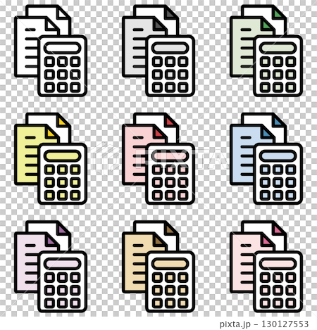 イラストアイコン素材セット：計算機ドキュメントファイル137 130127553