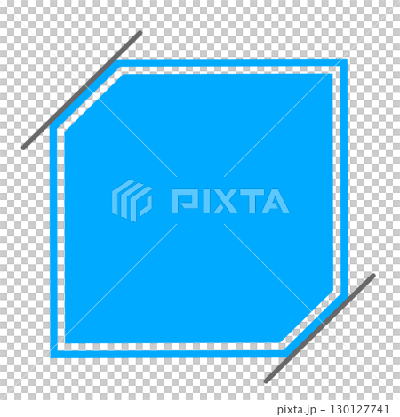 一個藍色方形框架，四角用膠帶封住 130127741