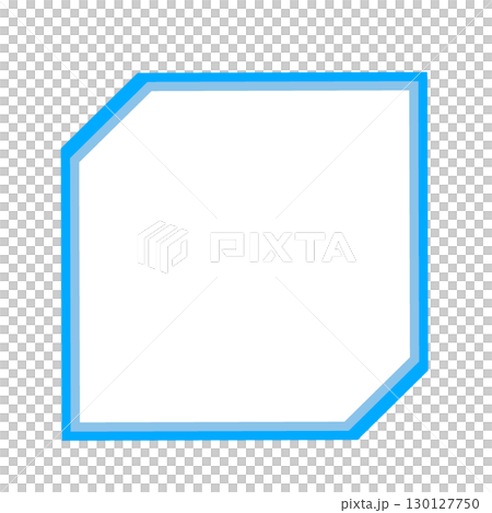 A square light blue frame with white inside and taped corners 130127750