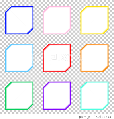Set of 9 square frames in two colors with taped corners and white interiors Set of 9 square frames in two colors with taped corners and white interiors 130127753