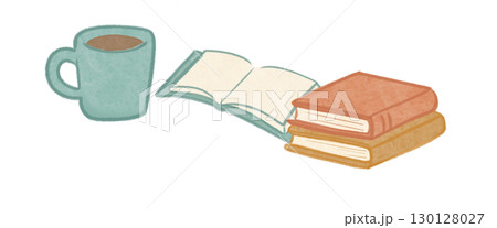 秋の読書 本とコーヒーカップ 130128027
