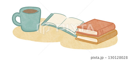秋の読書 本とコーヒーカップ 2 130128028