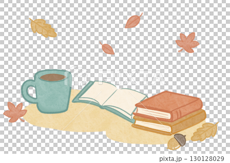 秋の読書 紅葉とコーヒーカップ 130128029