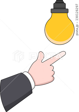 Business Hand Pointing at Light Bulb Illustration 130128297