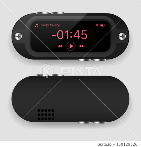 Vintage Oval Music Player Compact Black MP3 Player with Control Buttons 130128326