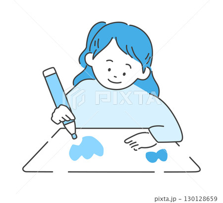 絵を描く女の子のイラスト　ベクター 130128659