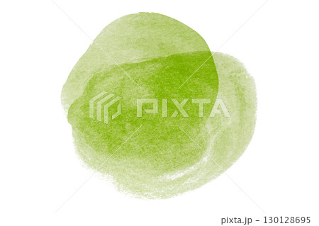 Green watercolor circle pattern isolated on transparent background 130128695