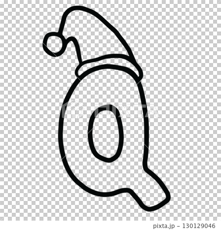 Hand drawn Christmas alphabet outline of letter Q with Santa hat for festive font, typography, winter season, campaign badge, initials, name, patch, calligraphy, sticker, cartoon text, message Hand drawn Christmas alphabet outline of letter Q with Santa hat for festive font, typography, winter season, campaign badge, initials, name, patch, calligraphy, sticker, cartoon text, message 130129046