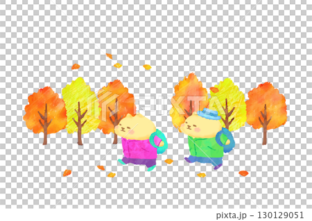 可愛的貓咪享受秋季健行 — 水彩插圖 可愛的貓咪享受秋季健行 — 水彩插圖 130129051