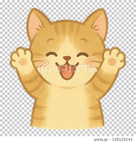 Illustration of a kitten doing a banzai 130129142