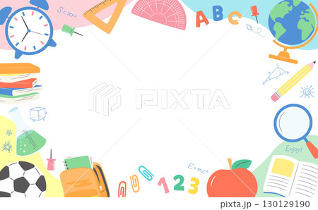 勉強・入学・学習・新学期イメージのかわいいイラストフレーム背景_学校・キッズ系素材 130129190