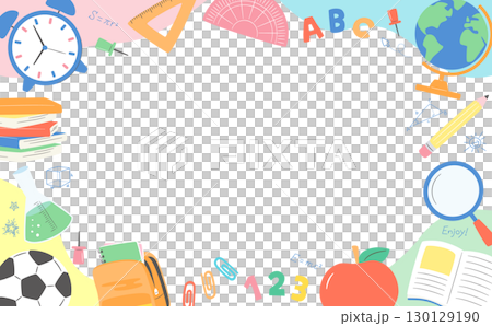 勉強・入学・学習・新学期イメージのかわいいイラストフレーム背景_学校・キッズ系素材 130129190