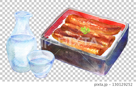 水彩插圖：冷酒鰻魚飯 130129252