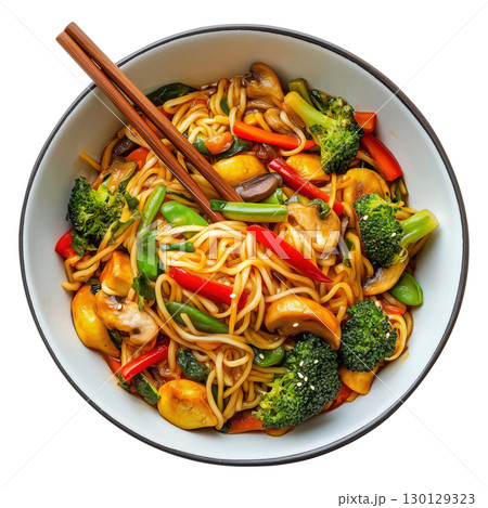 Bowl with Noodles and Vegetables 130129323