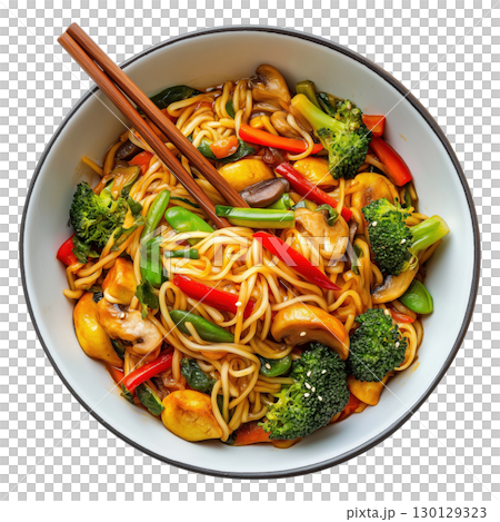 Bowl with Noodles and Vegetables 130129323