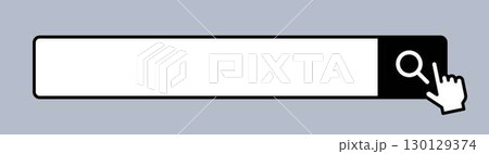 検索枠と指差しアイコン 130129374