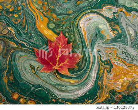 A Vibrant Autumn Leaf on a Colorful Background, merging natures beauty with artistry A Vibrant Autumn Leaf on a Colorful Background, merging natures beauty with artistry 130129375