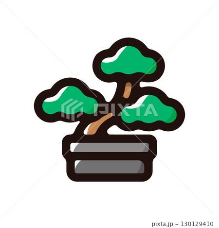 盆栽のイラストアイコン（植物・ガーデニング・日本文化素材） 130129410
