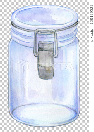 Watercolor illustration of glass canister Watercolor illustration of glass canister 130129523