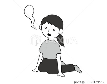 魂が抜けてしまうほど疲れ果ててしまった女性、モノクロ 魂が抜けてしまうほど疲れ果ててしまった女性、モノクロ 130129557
