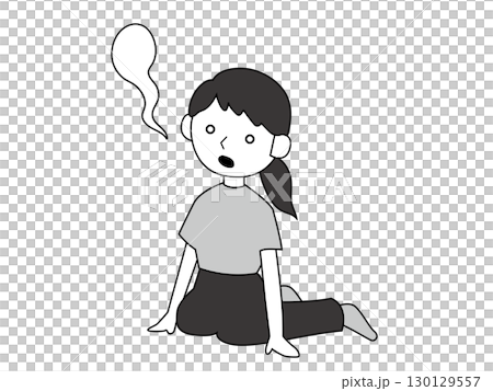 魂が抜けてしまうほど疲れ果ててしまった女性、モノクロ 魂が抜けてしまうほど疲れ果ててしまった女性、モノクロ 130129557