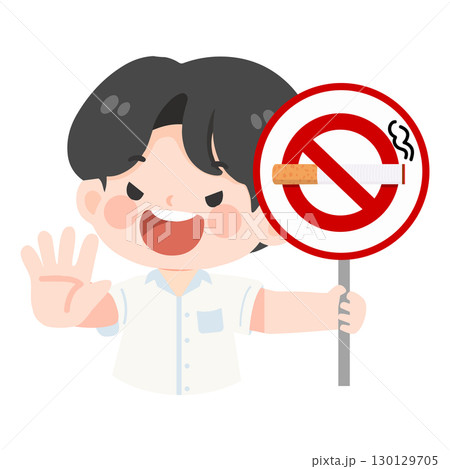 Illustration of a Person Holding No Smoking Sign Illustration of a Person Holding No Smoking Sign 130129705