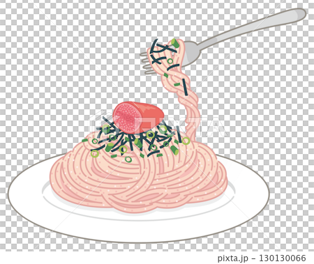Mentaiko pasta (scooped with a fork) 130130066