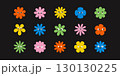 Set of colorful flower characters with expressive faces. Includes emotions like happy, sad, angry, sleepy, and more. A playful, modern collection in clean cartoon style. 130130225