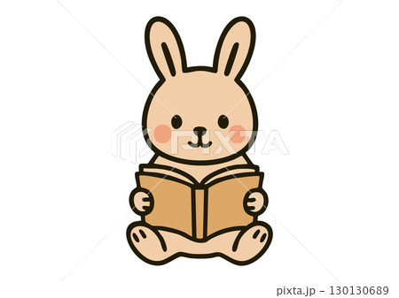 読書をするうさぎのかわいいイラスト 読書をするうさぎのかわいいイラスト 130130689