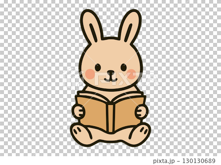 読書をするうさぎのかわいいイラスト 読書をするうさぎのかわいいイラスト 130130689