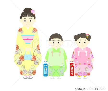 七五三_着物姿の男の子と女の子 130131300