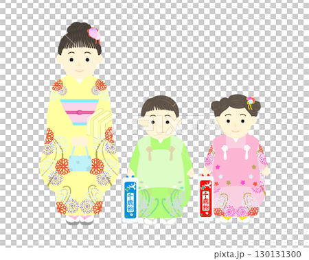 七五三_着物姿の男の子と女の子 130131300