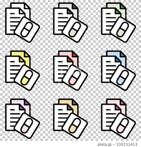 Illustration icon material set: Pharmaceutical medical file 238 130131411