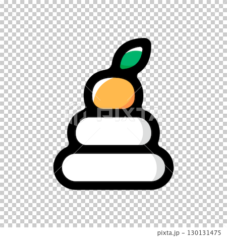 Kagami mochi illustration icon (New Year's, New Year's card material, Japanese culture material) 130131475