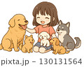 可愛い 犬 女の子のイラスト 130131564