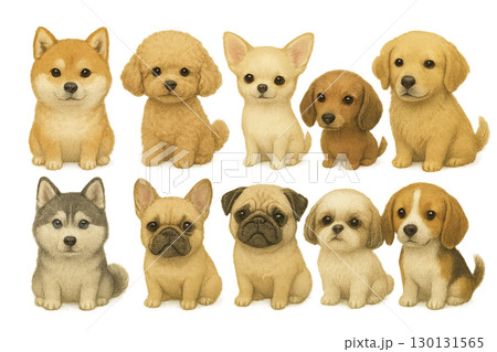 色んな犬種のイラスト 130131565