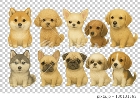 色んな犬種のイラスト 130131565