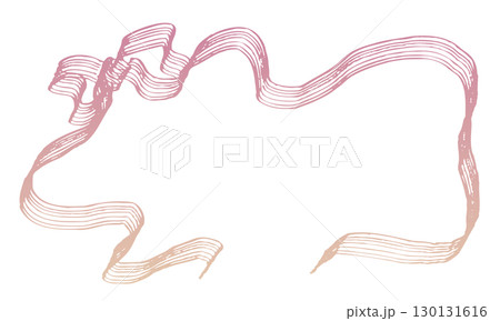 アンティークな手書きのリボン_グリーティングカード、お祝い、メッセージ 130131616