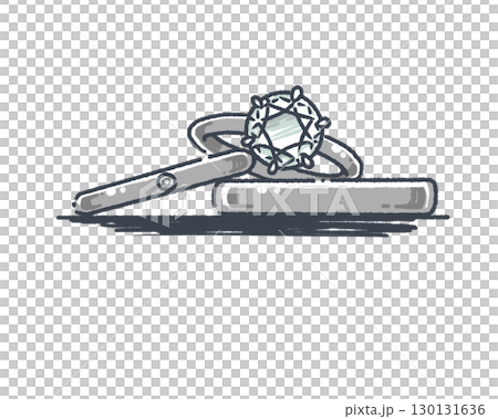 手描きのブライダルリングセットイラスト 130131636