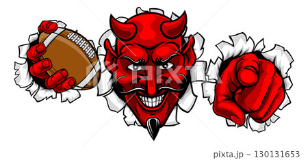 Devil Football Ball Sport Team Mascot Illustration 130131653