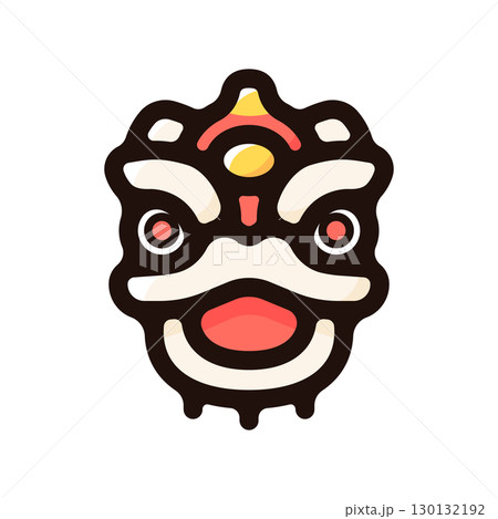 中国の獅子舞のイラストアイコン（中国・春節・旧正月素材） 130132192