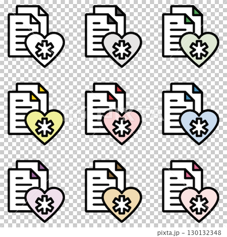 Illustration icon material set: Medical file 251 130132348