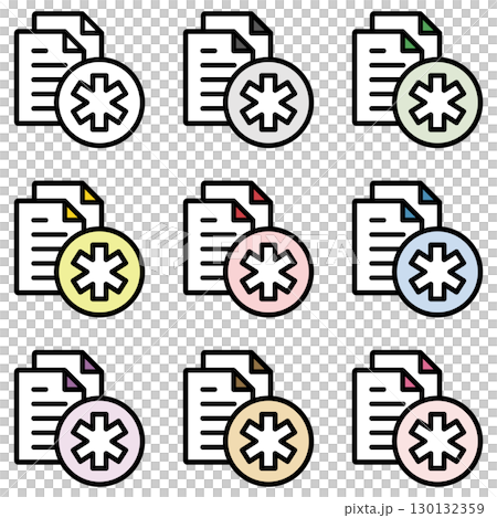 Illustration icon material set: Medical file 268 130132359